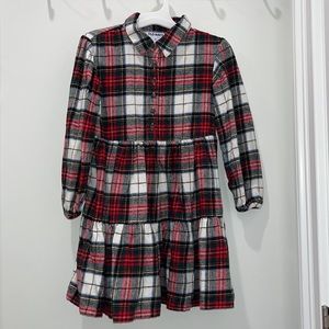 Long-Sleeve Tiered Flannel Shirt Dress for Toddler Girls